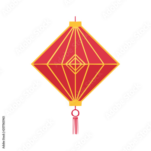 Red and Gold Chinese Lantern Vector Illustration