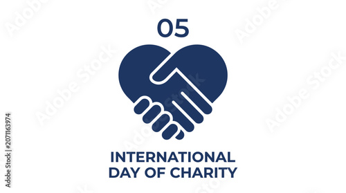 Blue handshake heart logo for international charity day.