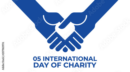 Blue handshake icon for International Day of Charity.