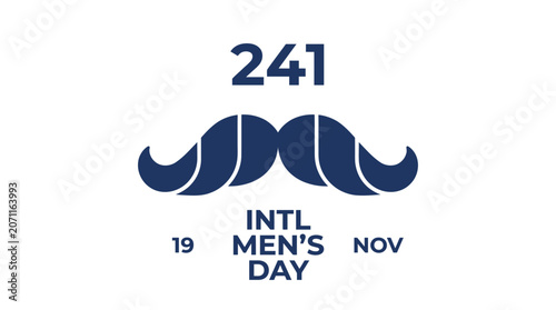Blue mustache icon for International Men's Day event.