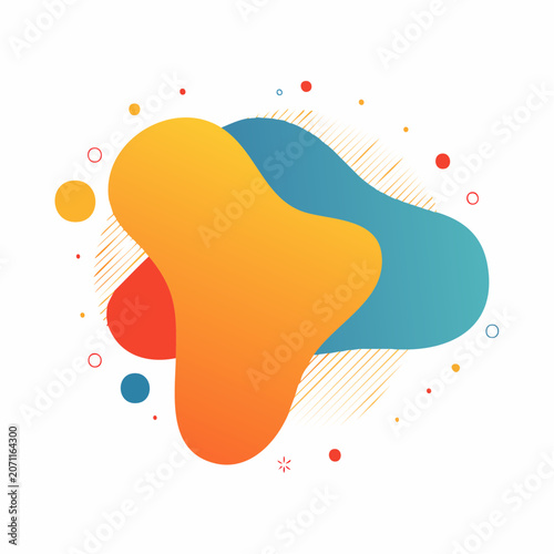 Abstract fluid shape with gradient colors and dots