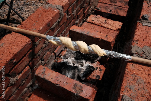 Outdoor Charcoal Grilled Stick Bread