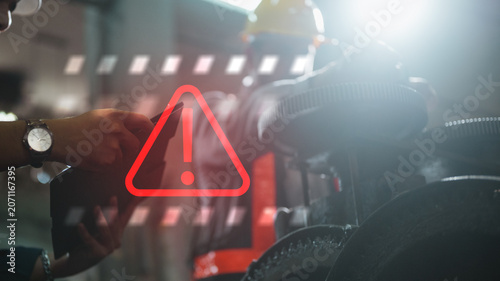 Foto risk alert problem Warning alert concept in an industrial factory highlighting p