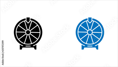 Simple outline prize wheel icon representing games of chance, lucky draws, raffles, contests, rewards, and promotional events. Perfect for entertainment and marketing materials.