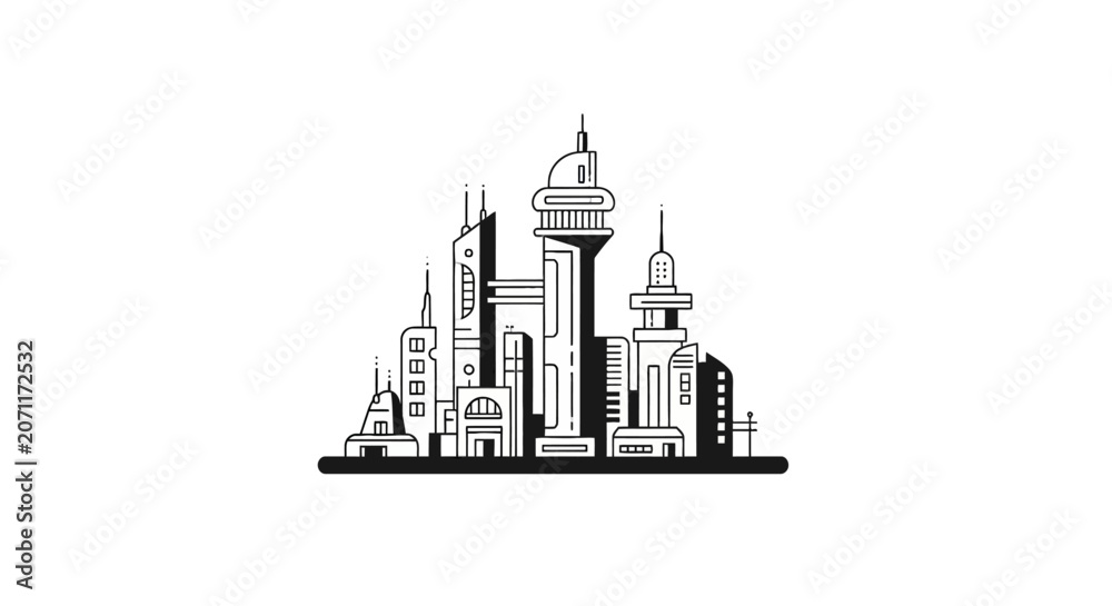 Fototapeta premium City Skyline with Tall Buildings.