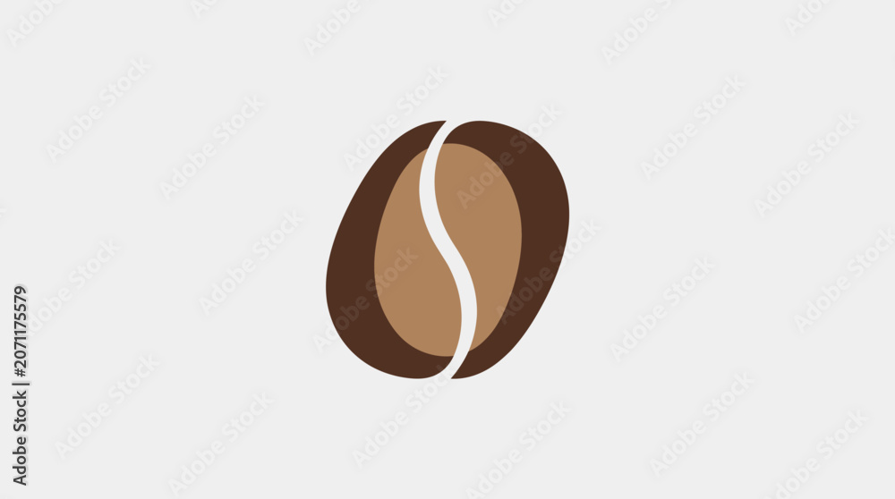 Obraz premium Simple coffee bean icon, minimalist vector design.