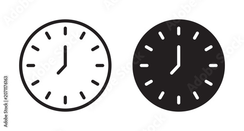 Clock vector icon logo or illustration