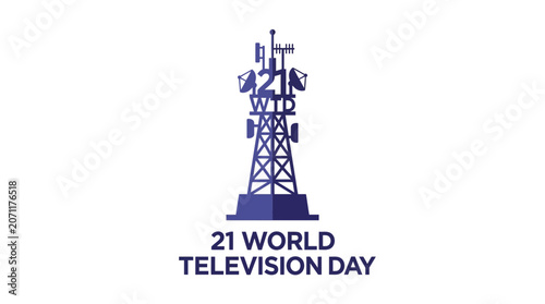 Blue broadcast tower icon for World Television Day.