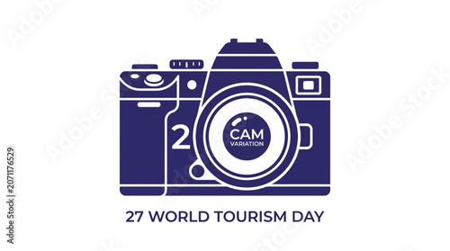 Blue camera graphic for World Tourism Day