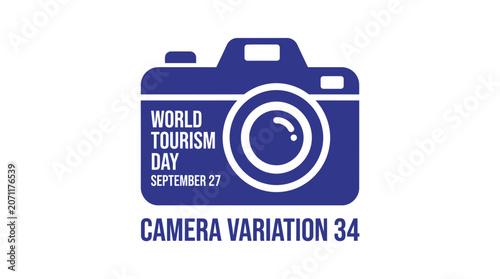 Blue camera icon for World Tourism Day photography concept.