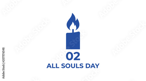 Blue candle flame icon for All Souls Day
