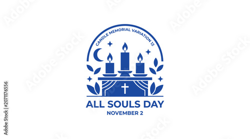 Blue candle altar emblem for All Souls Day memorial.