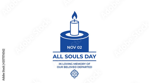Blue candle graphic for All Souls Day memorial service.