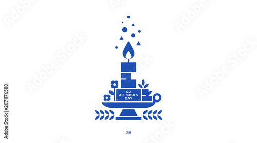 Blue candle illustration for All Souls Day spiritual remembrance.