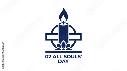 Blue candle with cross icon for All Souls Day.
