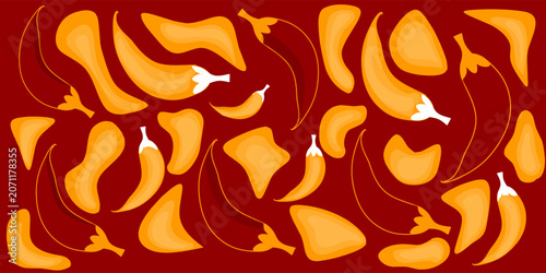 Obraz na plátně A collection of random chili illustrations
