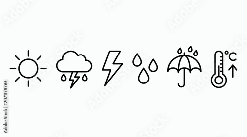 Fotografía Weather forecast outline icons set for web design.