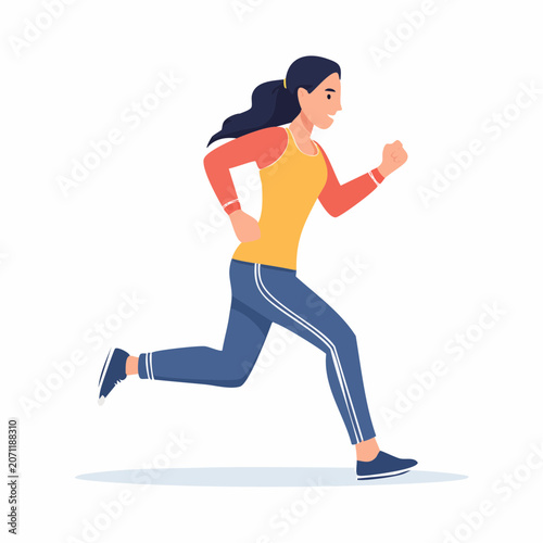 Woman running in flat design style