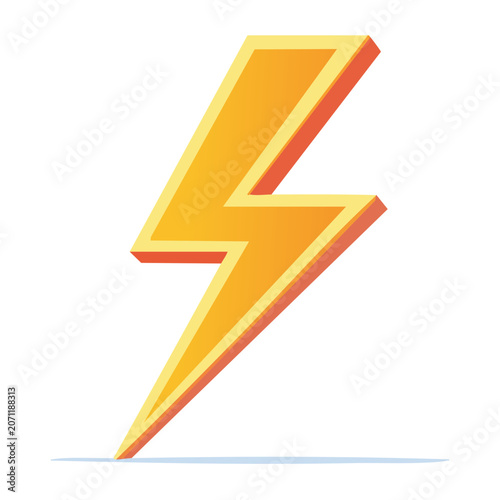 Yellow and orange 3D lightning bolt icon