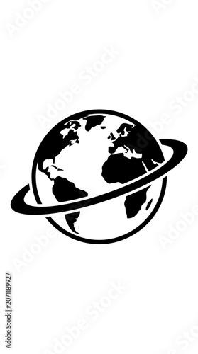 Stylized Globe with Orbit Ring Icon