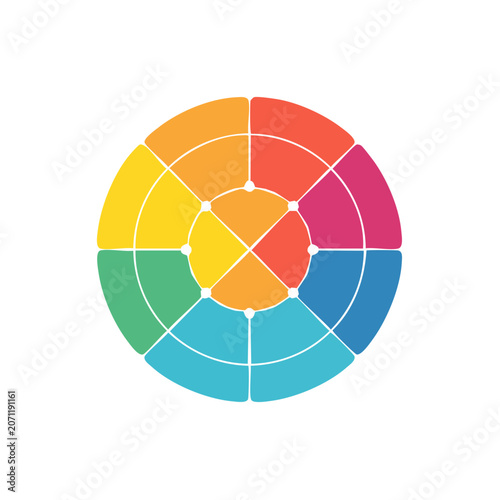 Flat design color wheel with rainbow segments