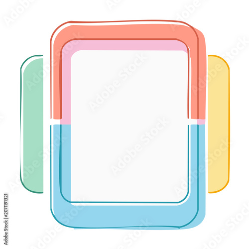 Hand drawn abstract frame with pastel colors and copy space