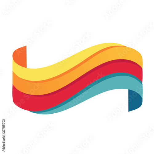 Abstract colorful ribbon wave on white background