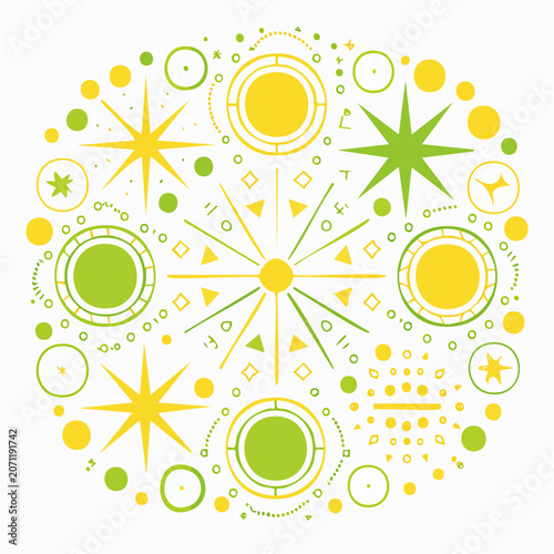Abstract Geometric Mandala with Stars and Circles