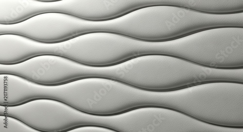 Close up of a white ivory leather panel with embossed 3D wave patterns and rhythmic symmetry for luxury design