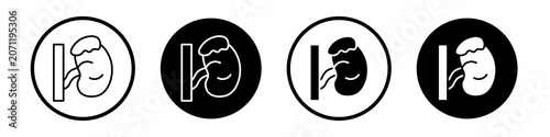 Cuadro en lienzo Adrenal gland icon collection in black and white filled and outlined style for web