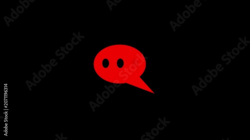 glowing chat bubble with typing dots message icon animation on black background