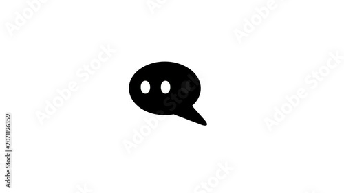 glowing chat bubble with typing dots message icon animation on black background