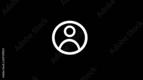 Minimalist icon of a person animation on a black background