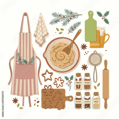 Baking Christmas Cookies With Apron 1.