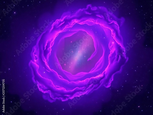 Obraz na płótnie Cosmic purple nebula swirls around glowing star clusters, ||purple, cosmic