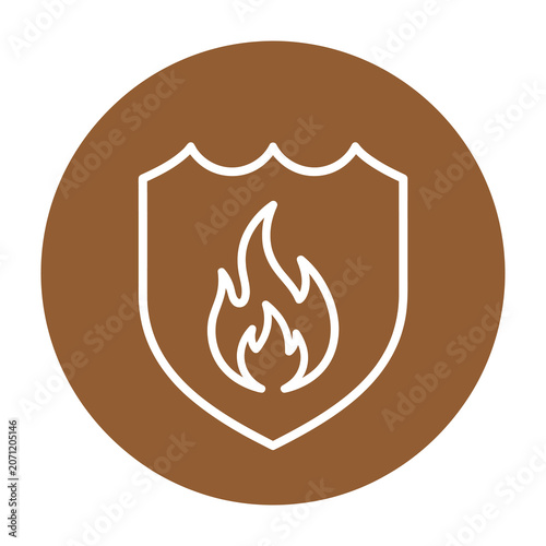 Картината върху платно Fire resistance symbol with a shield icon representing safety and heat protectio