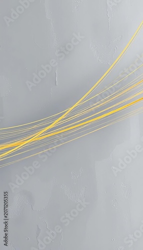 Golden strings weave across a subtle gray canvas, texture, gold
