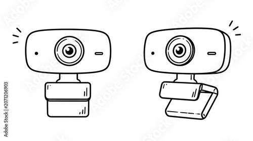 Illustration of two modern webcams with stands.