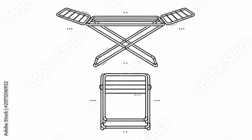 Folding camping chair technical drawing with dimensions.