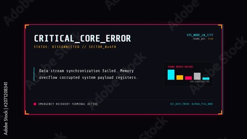 Critical Core Error System Failure Screen.