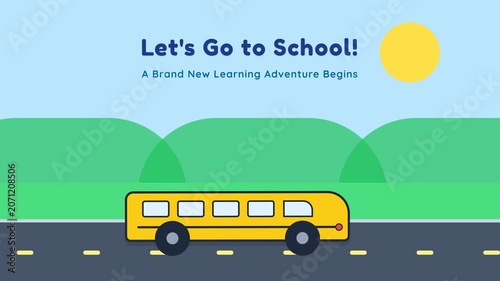 Yellow school bus on the road.