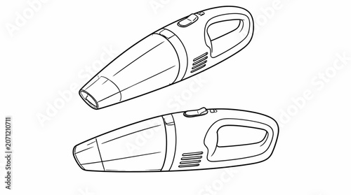 Handheld Vacuum Cleaner Pair in Black and White.