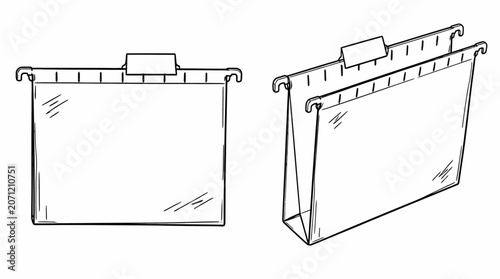Empty plastic hanging file folders illustration.