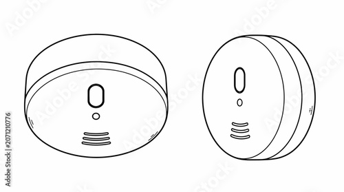 Minimalist Smoke Detector Line Art Illustration.