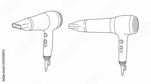 Dual hair dryer design illustration in white.