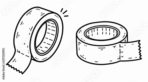 Illustration of two rolls of adhesive tape with torn edges.