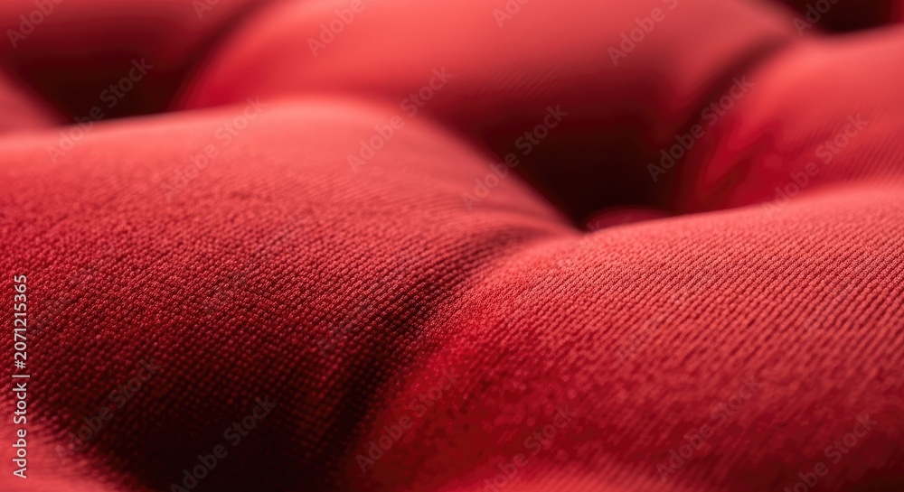 Obraz premium Close-up of a Red Padded Surface with Textured Fabric.