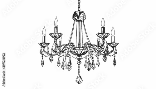 Crystal chandelier with candle holders.