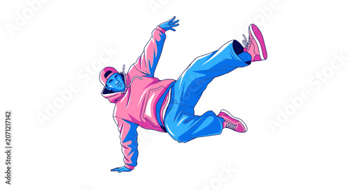 Фотография Breakdancer Performing Freeze Vector Illustration