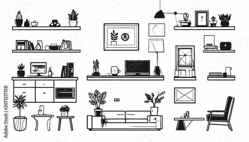 Furniture and home decor items.